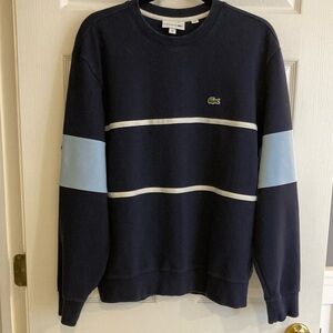 Men’s Like New Navy & Lt Blue Crew Neck LACOSTE sz L 97%Cotton, 3% Elastane